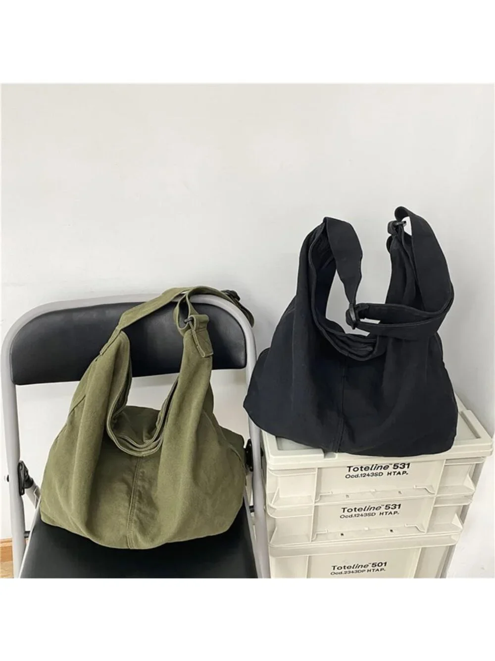 Women's Black2 Travel Canvas Zipper Crossbody Shoulder Laptop Bag